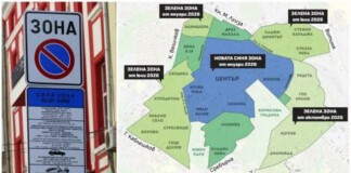 Карта на синята и зелената зона в София