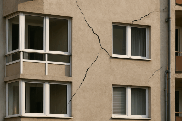 Пукнатини по жилищен блок Пукнатини по жилищен блок