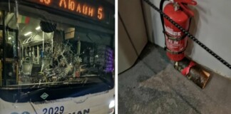 Материални щети по автобуса в София