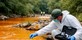 Жълто-оранжево оцветяване на река край Шумен вдигна екоинспекцията на крак