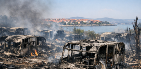 Изгорели каравани край Созопол. Снимка: Искра.бг, илюстративна