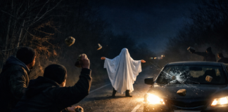 Маскирани с чаршаф младежи