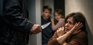 Мъж с нож към съпругата си и пред децата им: Ще те убия!