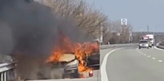 Горящ автомобил на АМ "Тракия"